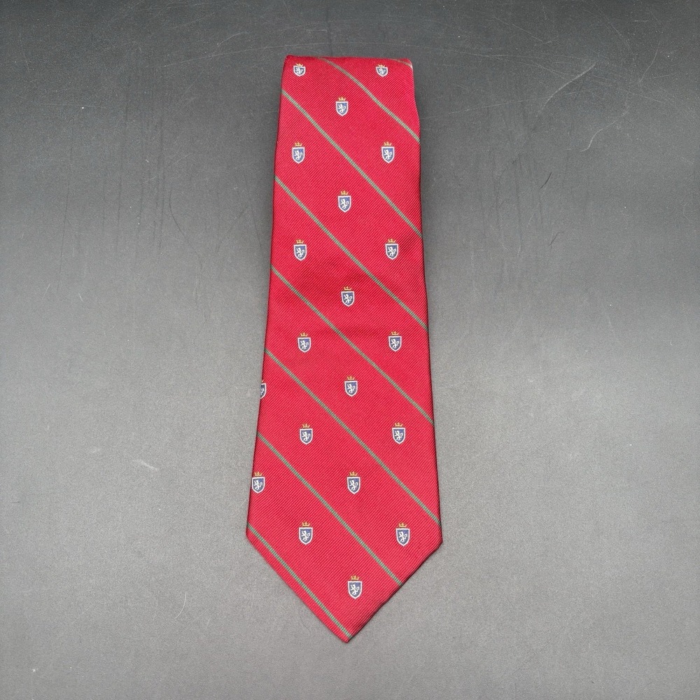 Polo Ralph Lauren Crest Shield Red Green Stripe Silk Tie Repp Stripes USA - Picture 3 of 16